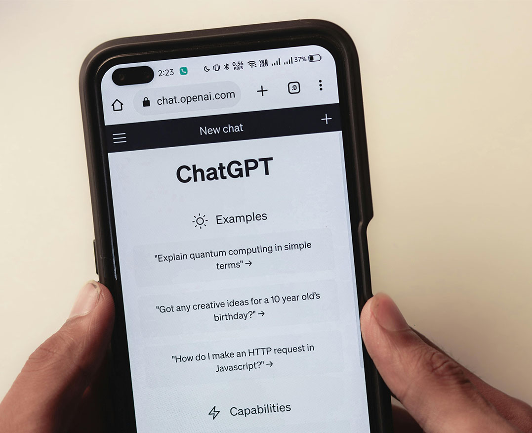 A smartphone screen featuring the ChatGPT app.