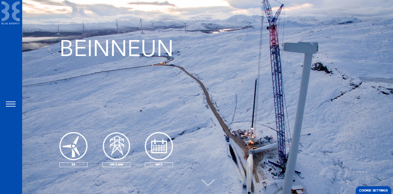 Beinneun Wind Farm Ltd website homepage