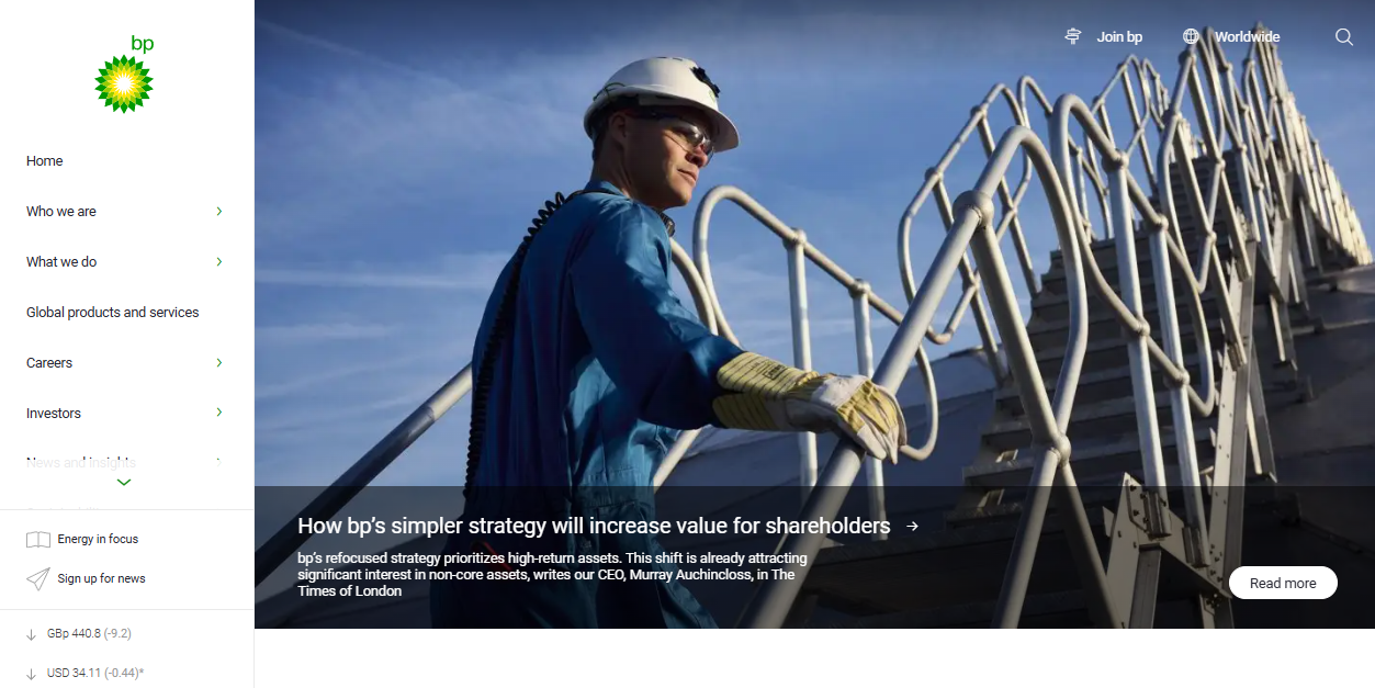 Bp Exploration Operating Company Ltd website homepage