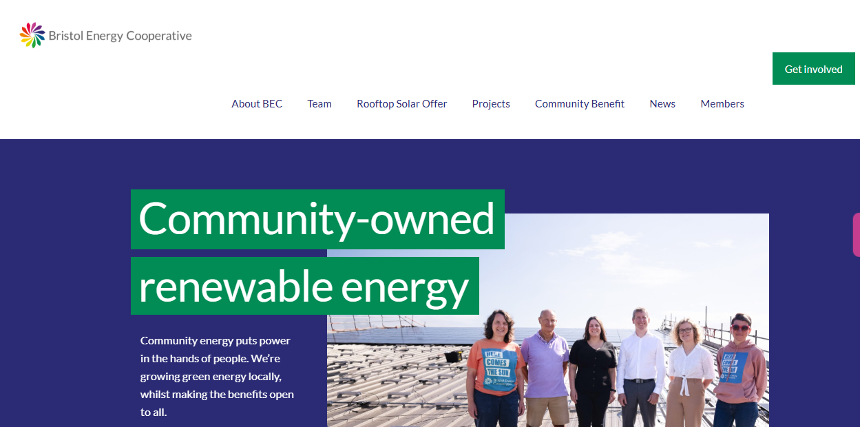 Bristol Community Energy Ltd website homepage