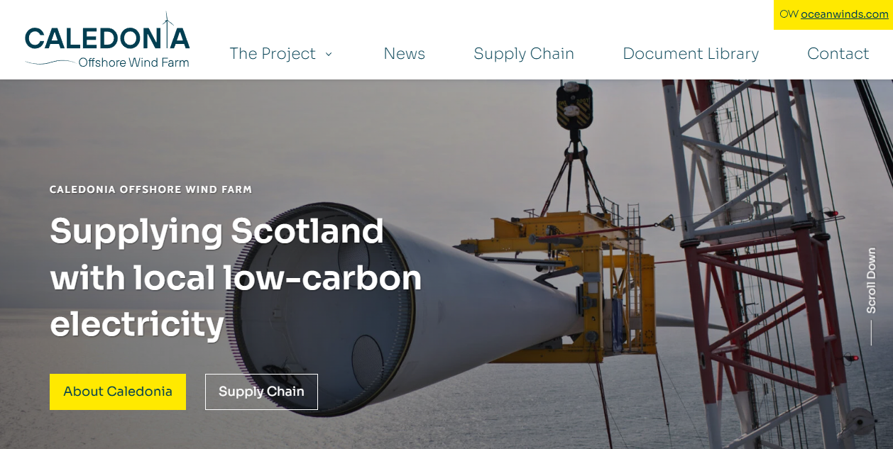 Caledonia Offshore Wind Farm Ltd website homepage