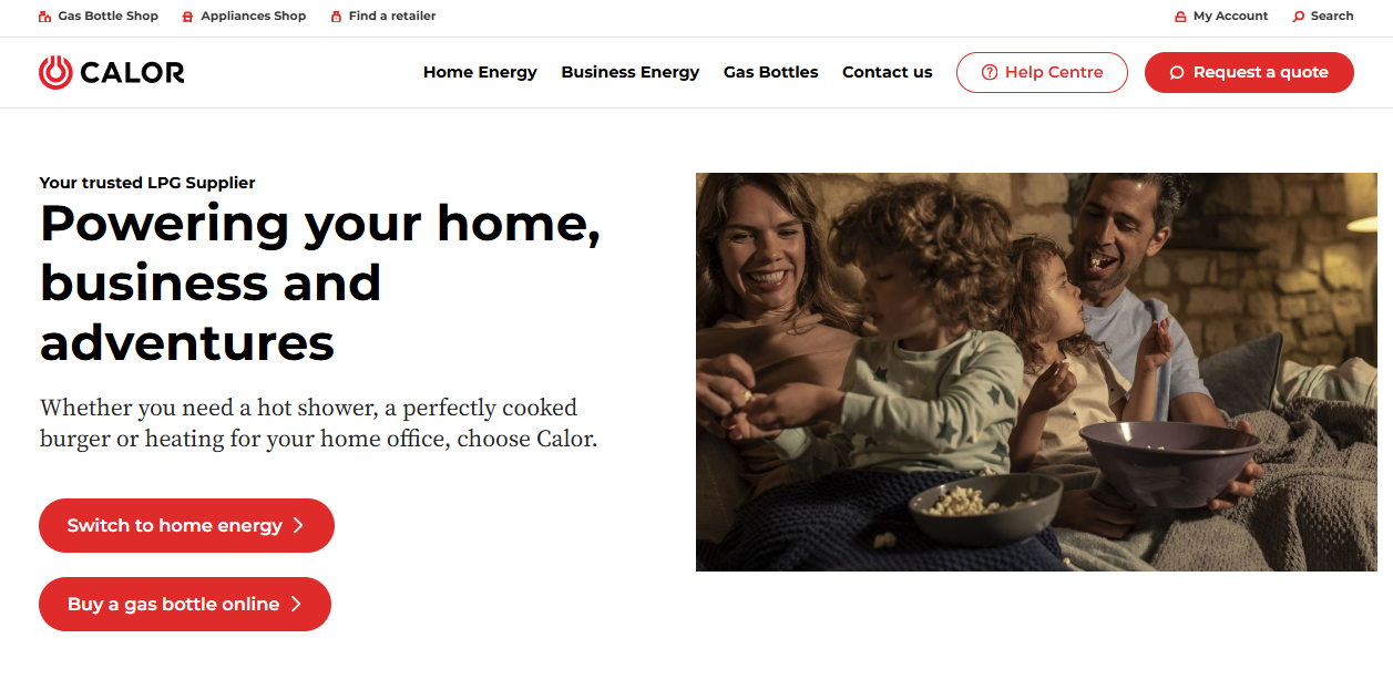 Calor Gas Ltd website homepage