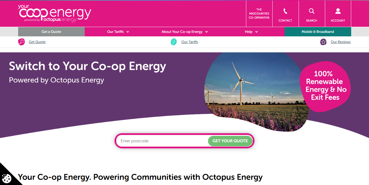 Co-operative Energy Ltd website homepage
