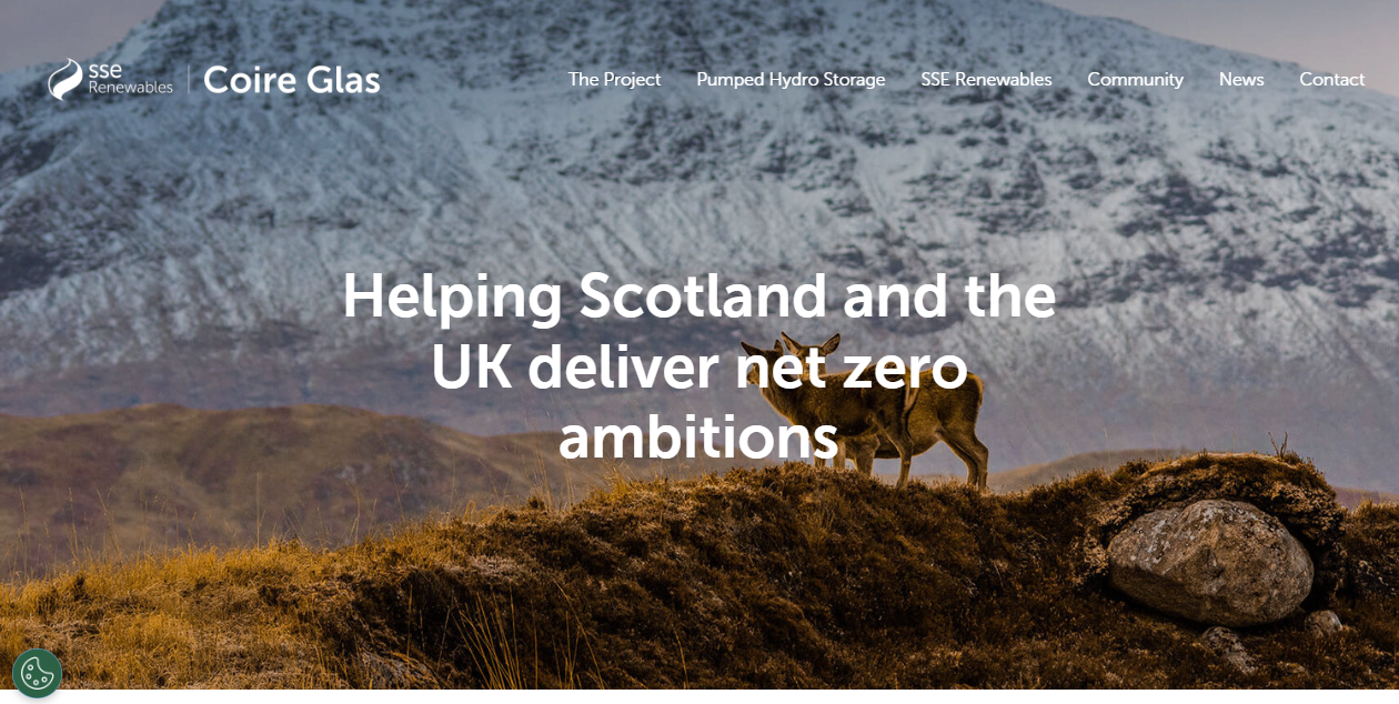 Coire Glas Hydro Pumped Storage Ltd website homepage