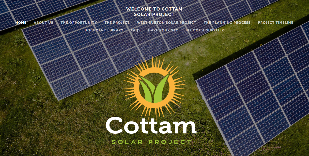Cottam Solar Project Ltd website homepage