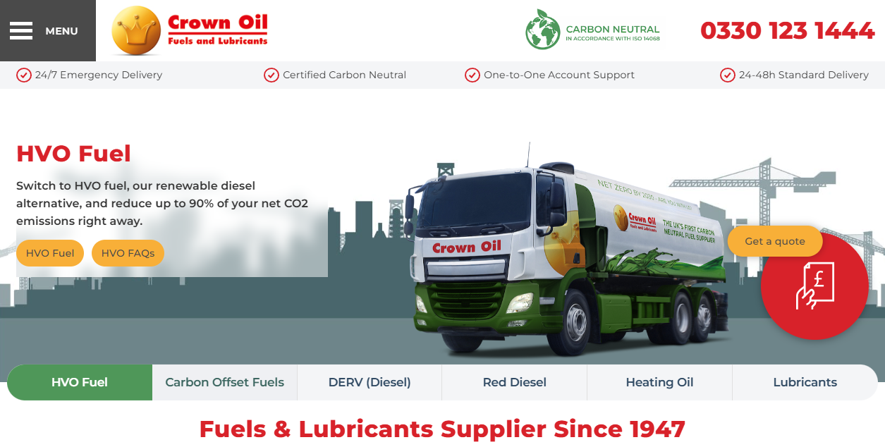 Crown Oil Ltd website homepage