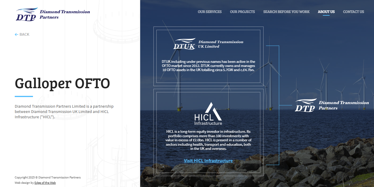 Diamond Transmission Partners Galloper Ltd website homepage