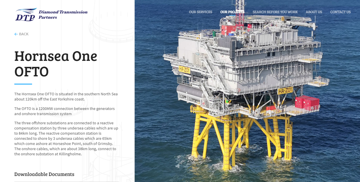 Diamond Transmission Partners Hornsea One Ltd website homepage