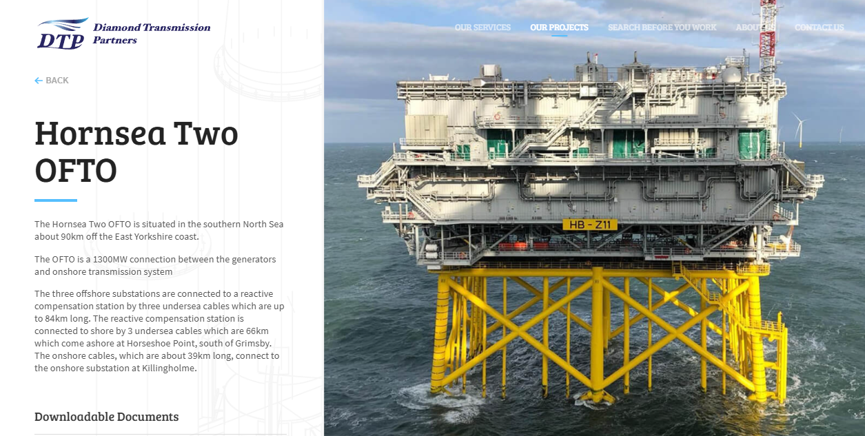 Diamond Transmission Partners Hornsea Two LTD website homepage