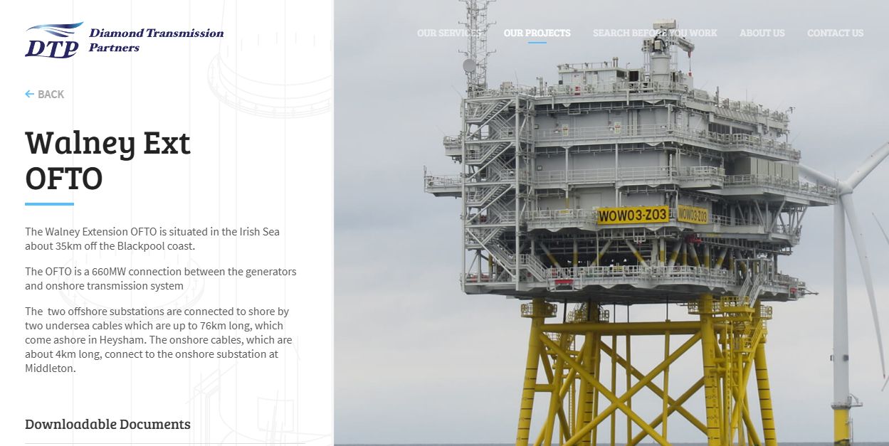 Diamond Transmission Partners Walney Extension Ltd website homepage