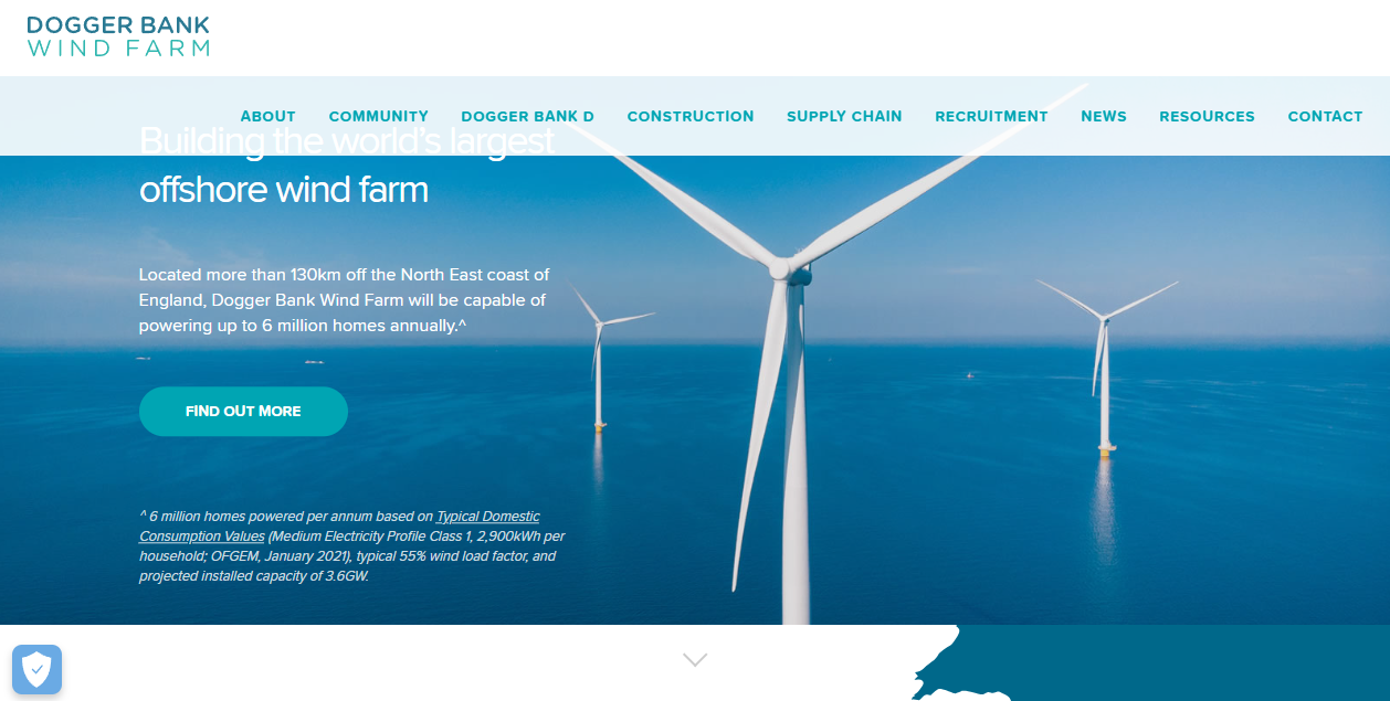 Doggerbank Offshore Wind Farm Project 1 Projco Ltd website homepage