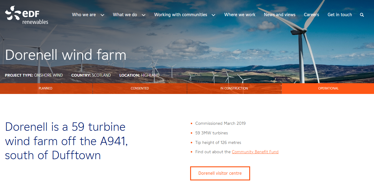Dorenell Windfarm Ltd website homepage