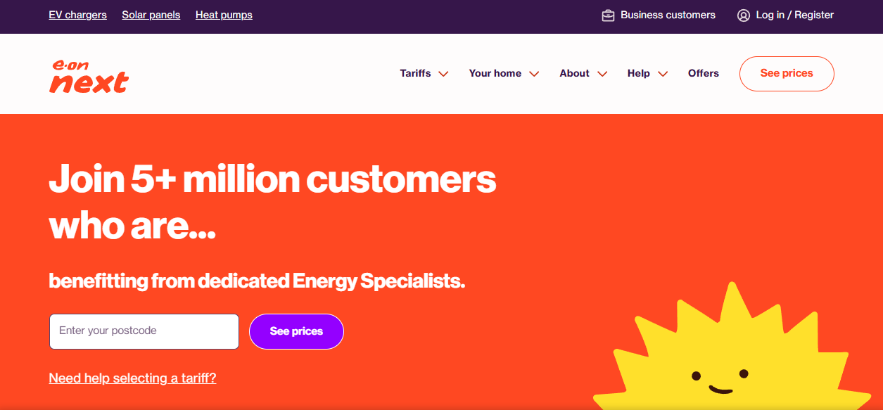 E on Next Energy Ltd website homepage