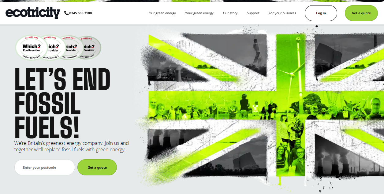 Ecotricity Ltd website homepage
