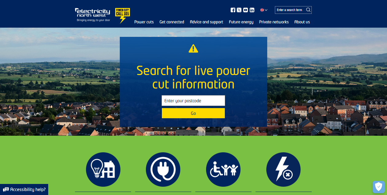Electricity North West Ltd website homepage