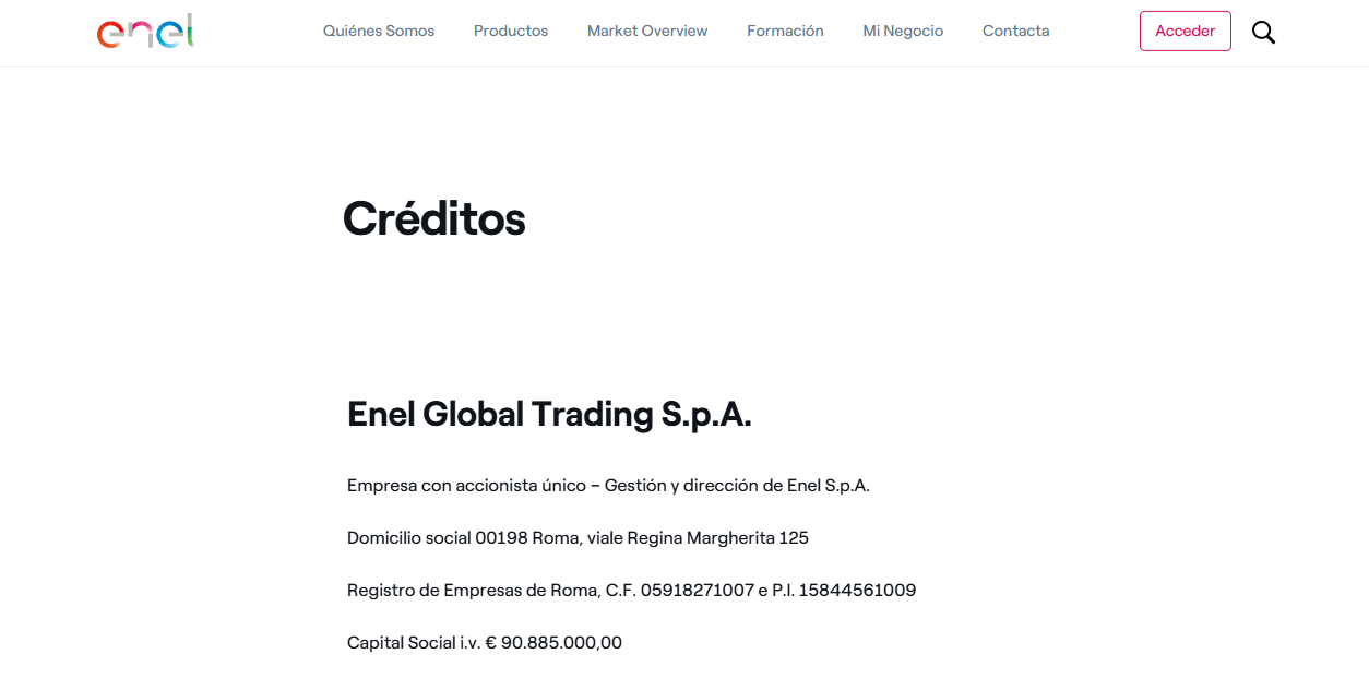 Enel Global Trading Spa website homepage