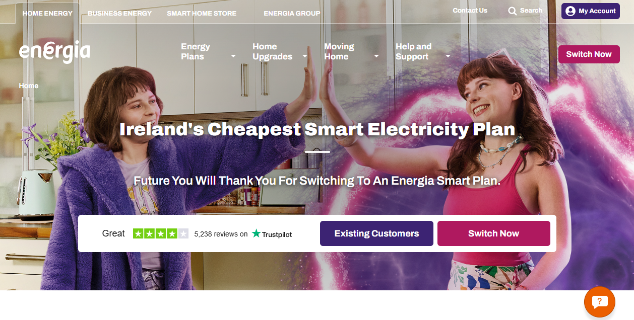 Energia Customer Solutions Ltd website homepage