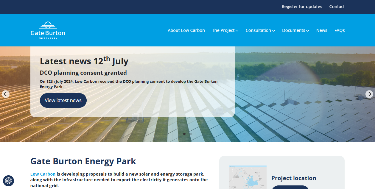 Gate Burton Energy Park Ltd website homepage