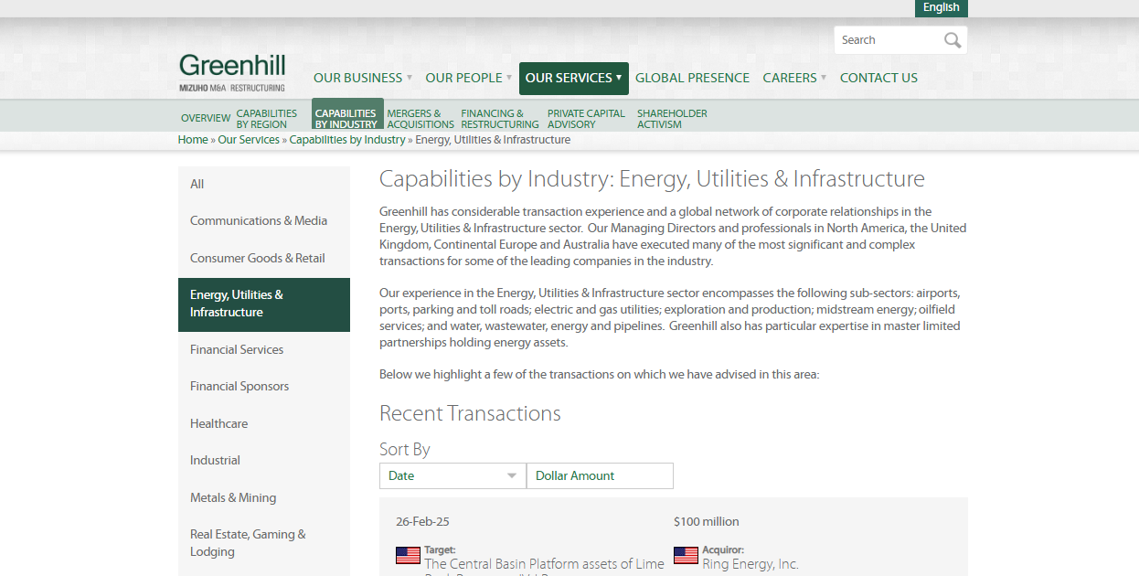 Green Hill Energy Ltd website homepage