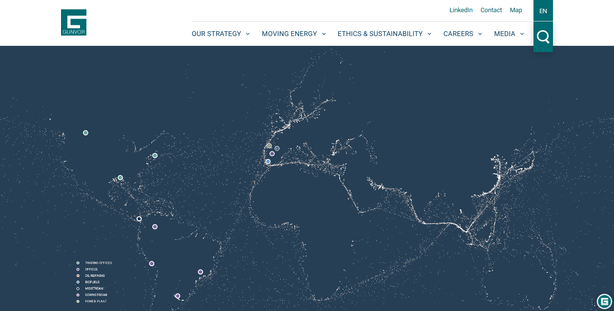 Gunvor International B website homepage