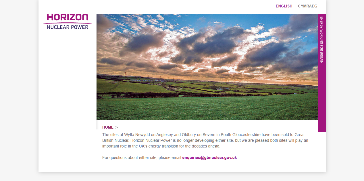 Horizon Nuclear Power Wylfa Ltd website homepage