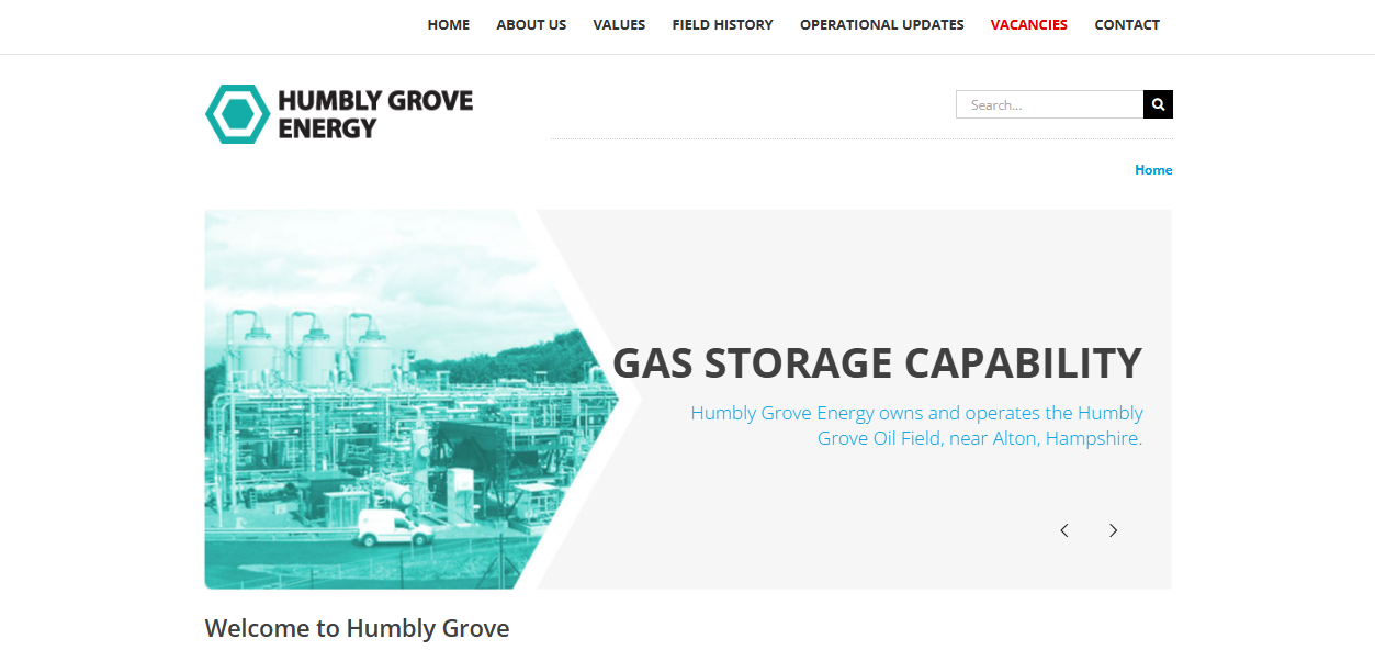 Humbly Grove Energy Services Ltd website homepage