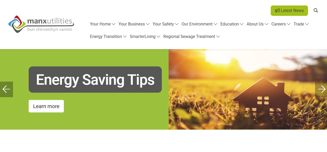 Manx Utilities Authority  website homepage