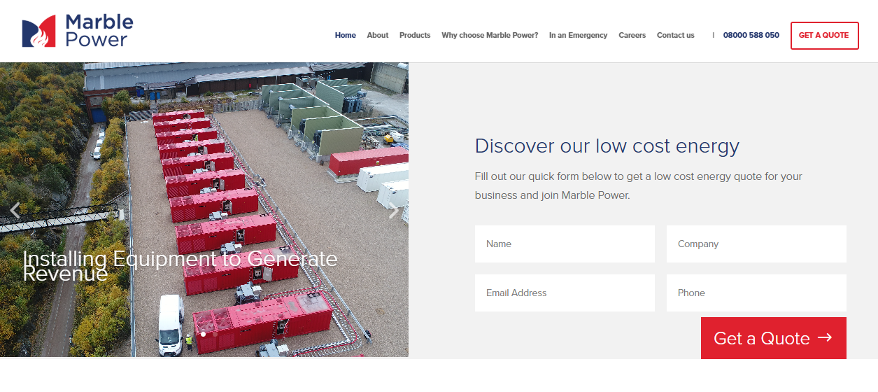Marble Power Ltd website homepage