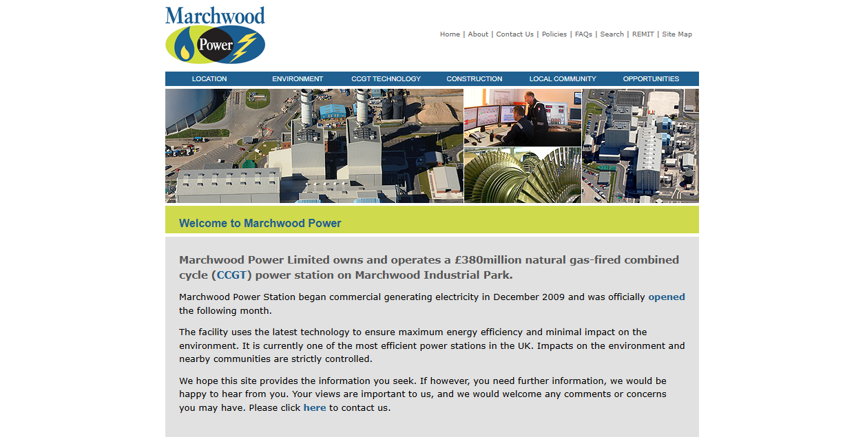 Marchwood Power Ltd website homepage