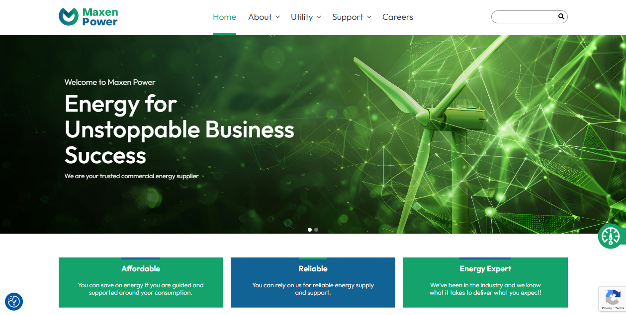 Maxen Power Supply Ltd website homepage