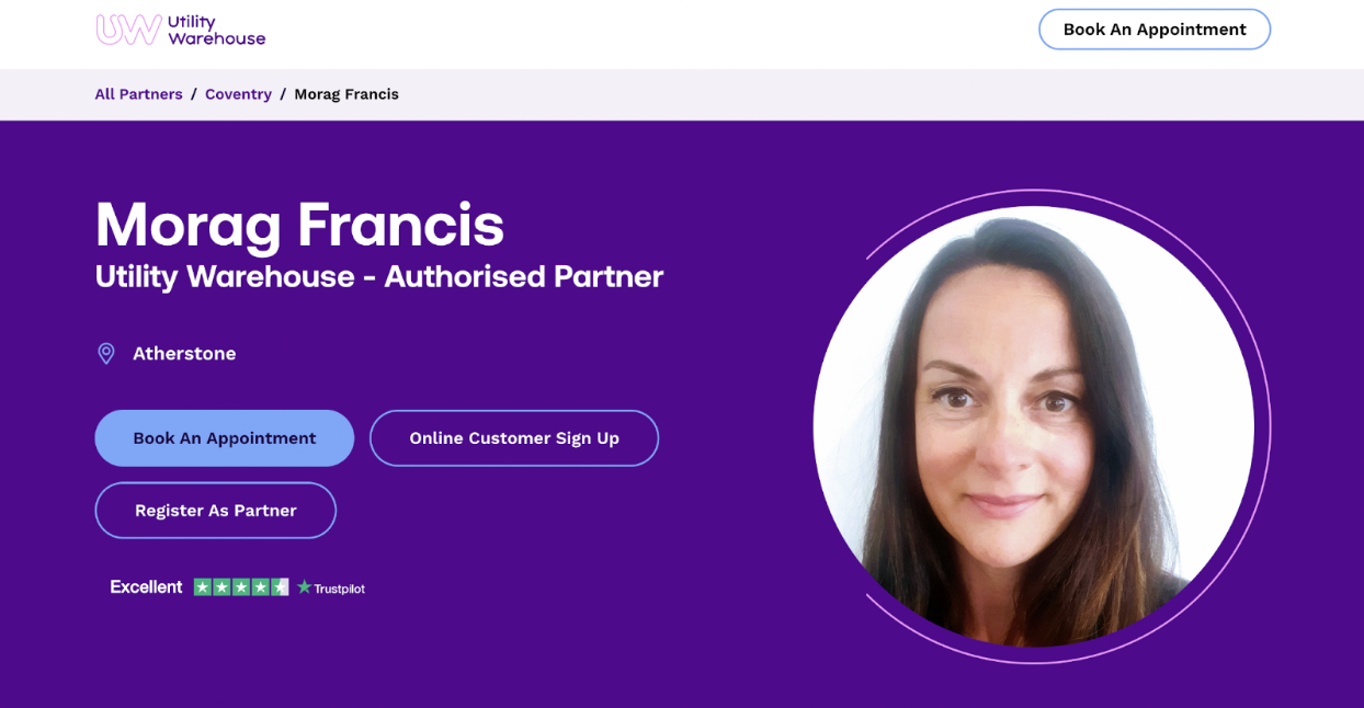 Utility warehouse landing page