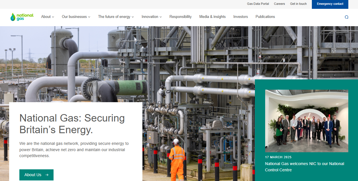  National Gas Transmission Plc  website homepage