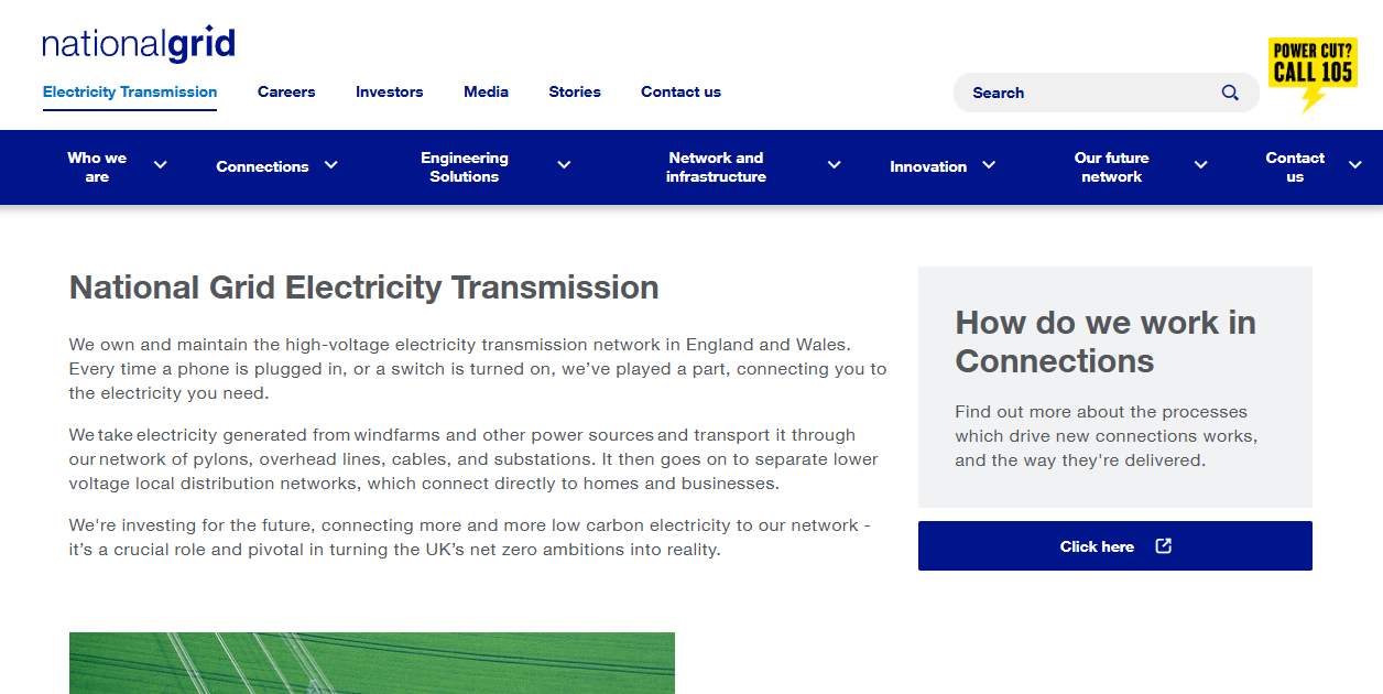 National Grid Electricity Transmission Plc  website homepage