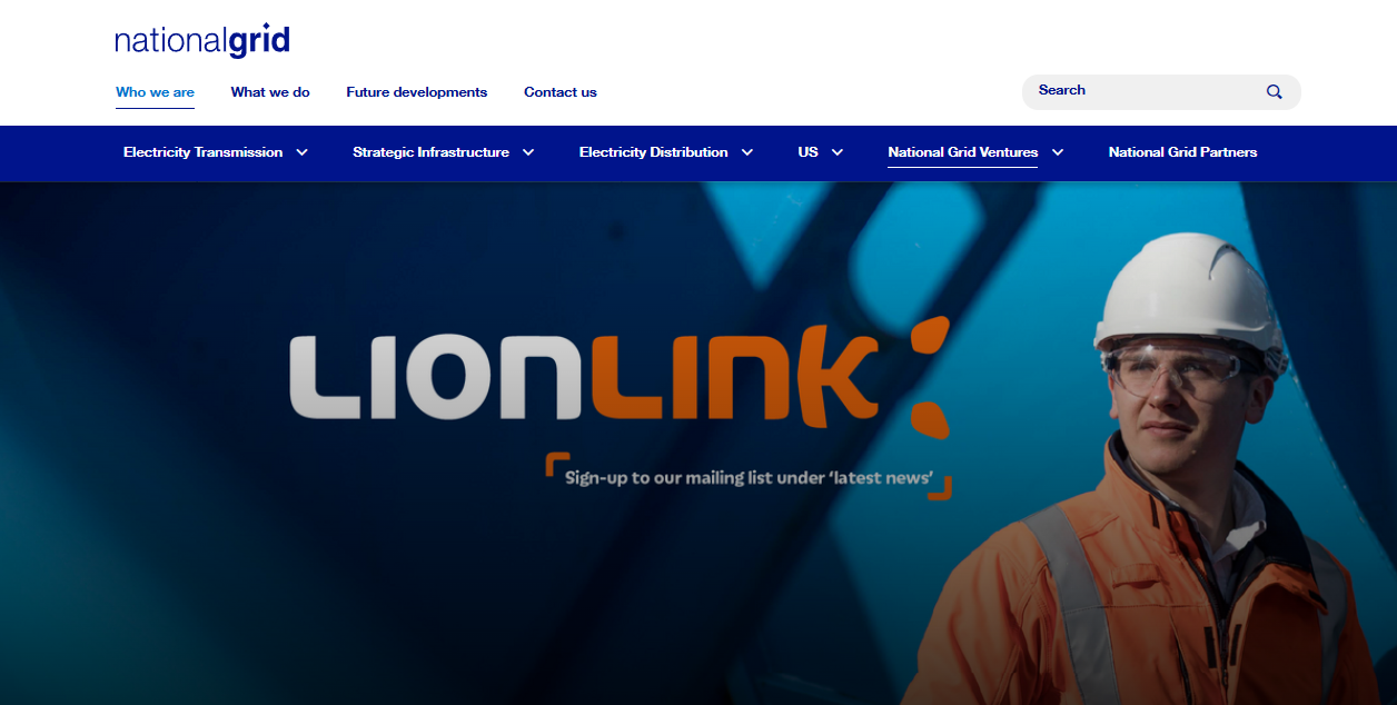 National Grid Lion Link Ltd website homepage