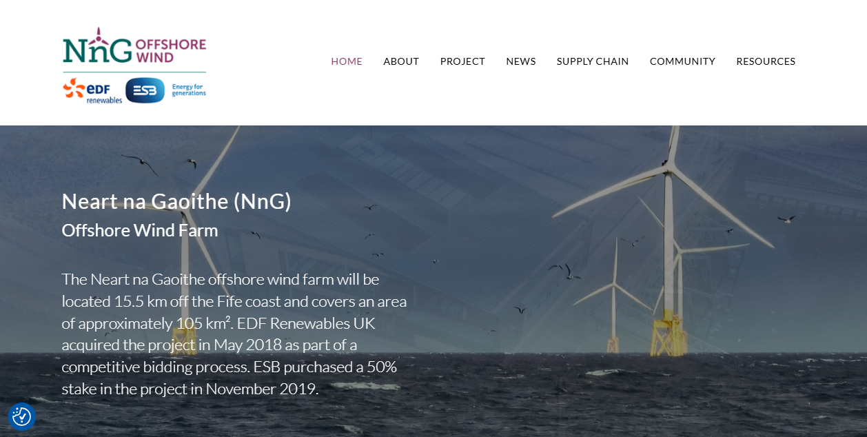 Neart Na Gaoithe Offshore Wind Ltd website homepage