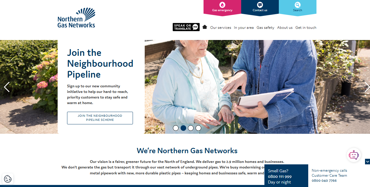 Northern Gas Networks Ltd website homepage