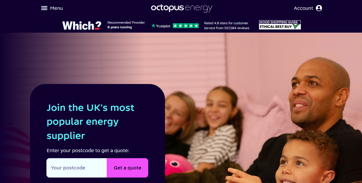 Octopus Energy Ltd website homepage