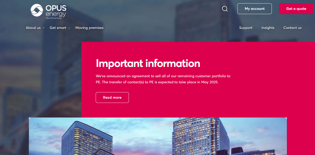 Opus Gas Supply Ltd website homepage