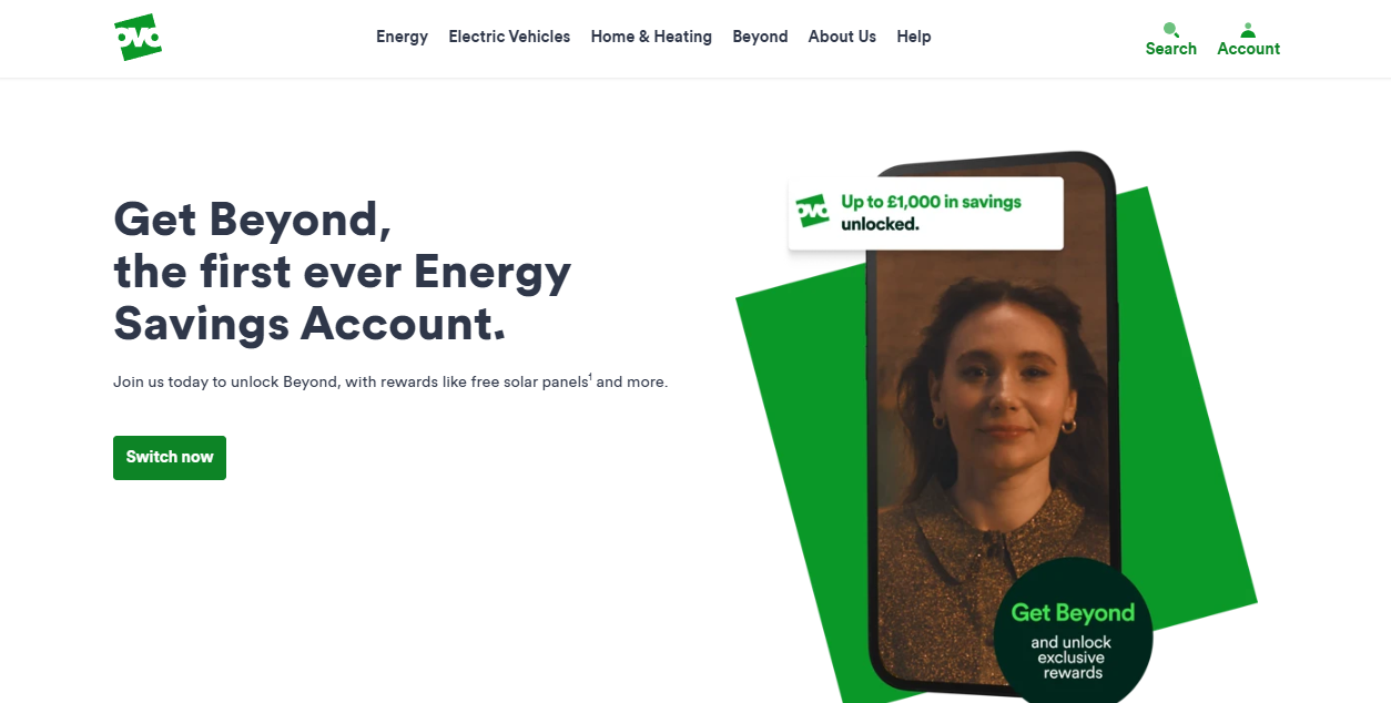 Ovo Energy Ltd website homepage