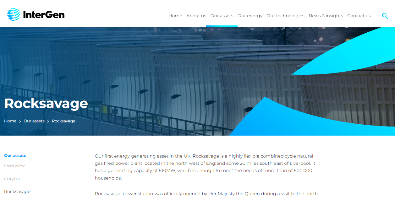 Rocksavage Power Company Ltd website homepage