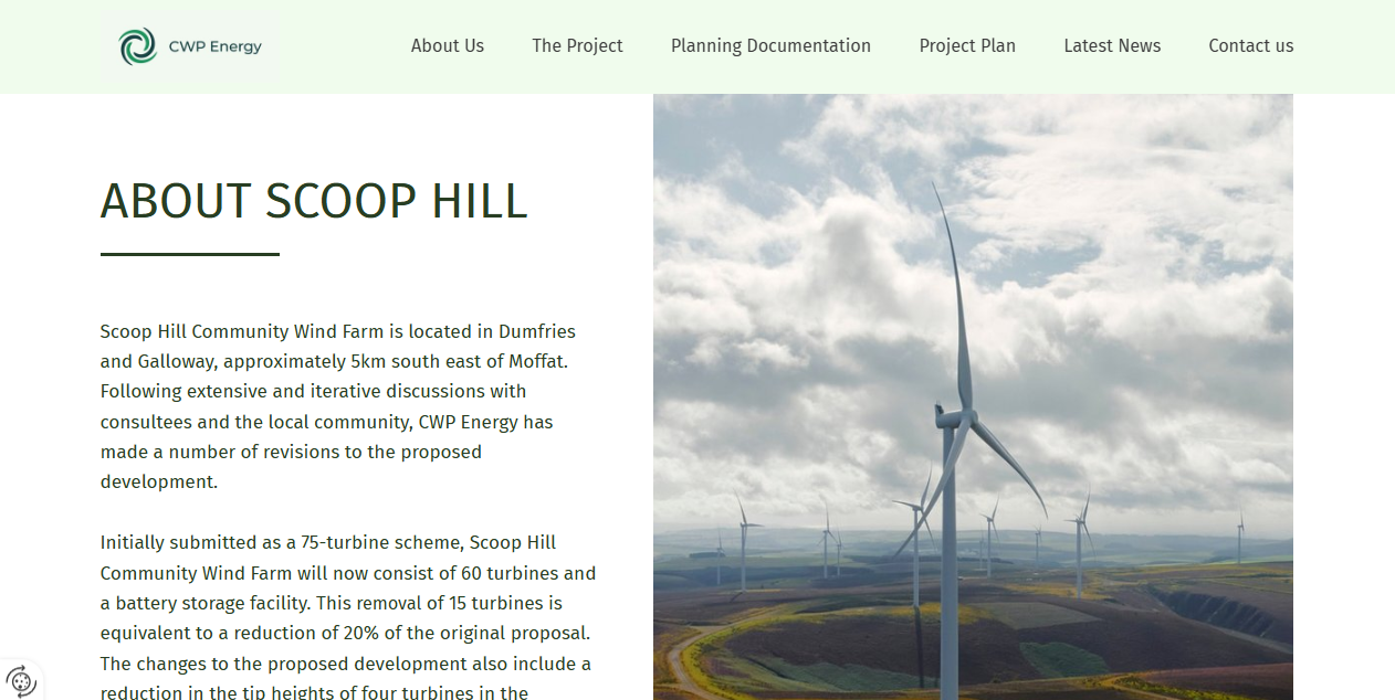 Scoop Hill Community Wind Company Ltd website homepage