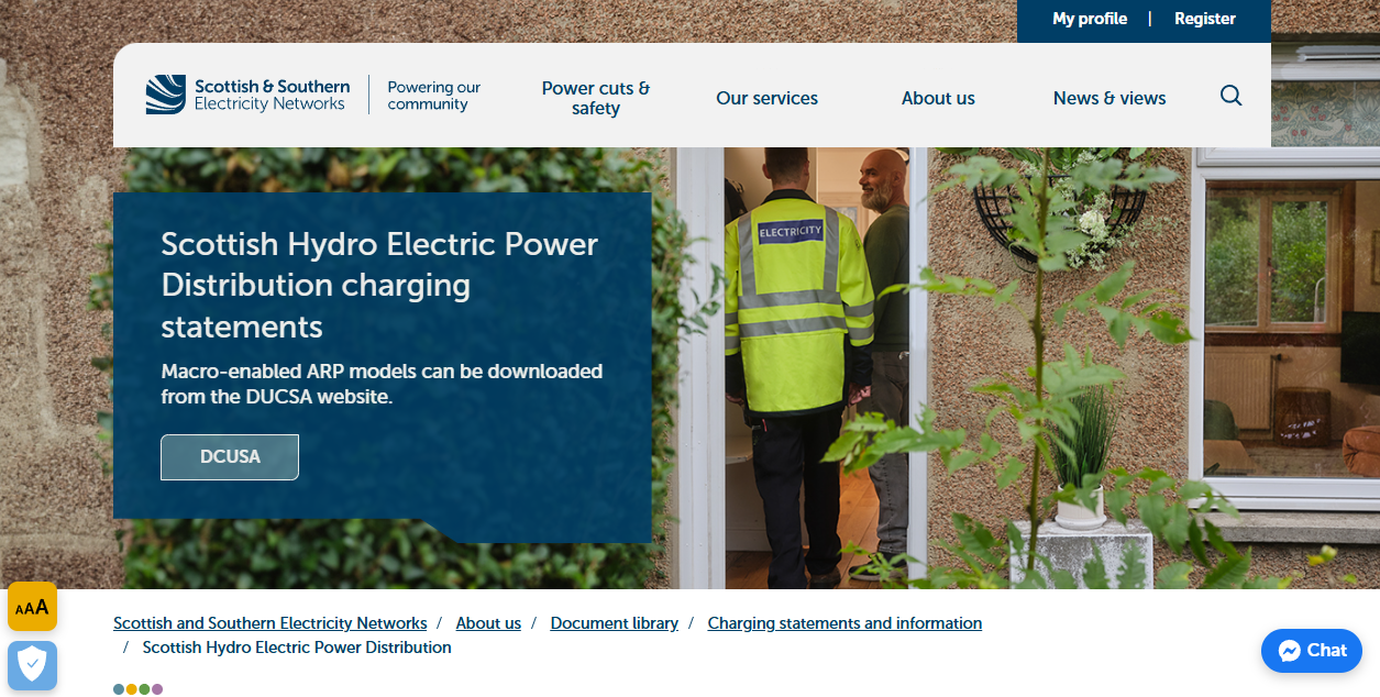Scottish Hydro Electric Power Distribution Plc  website homepage
