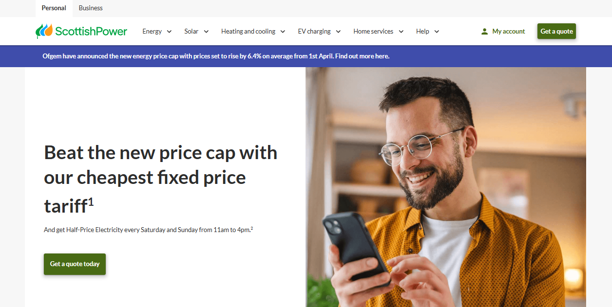 Scottish Power Energy Retail Ltd website homepage