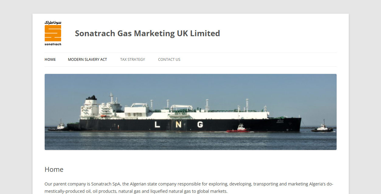 Sonatrach Gas Marketing Uk Ltd website homepage