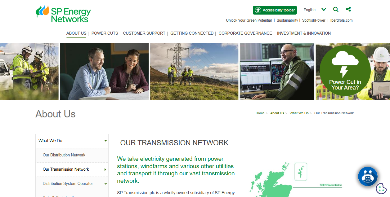 Sp Transmission Plc website homepage