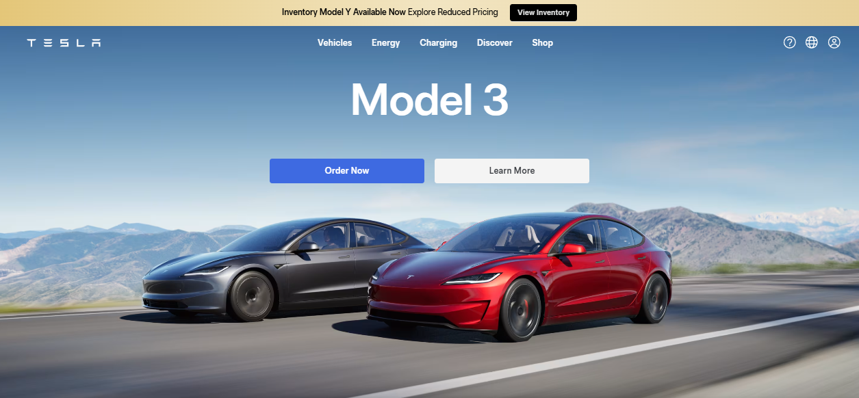 Tesla Motors Ltd website homepage