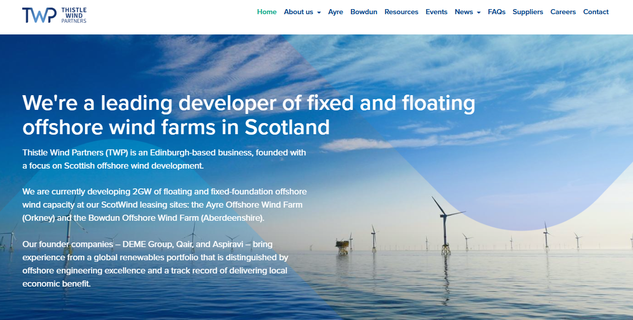 Thistle Wind Partners Cluaran Ear-thuath Ltd website homepage