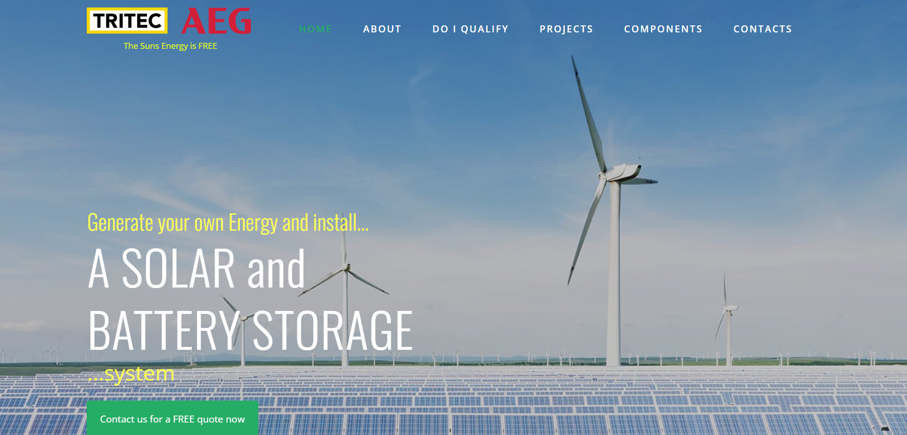 Trienergy Solutions landing page