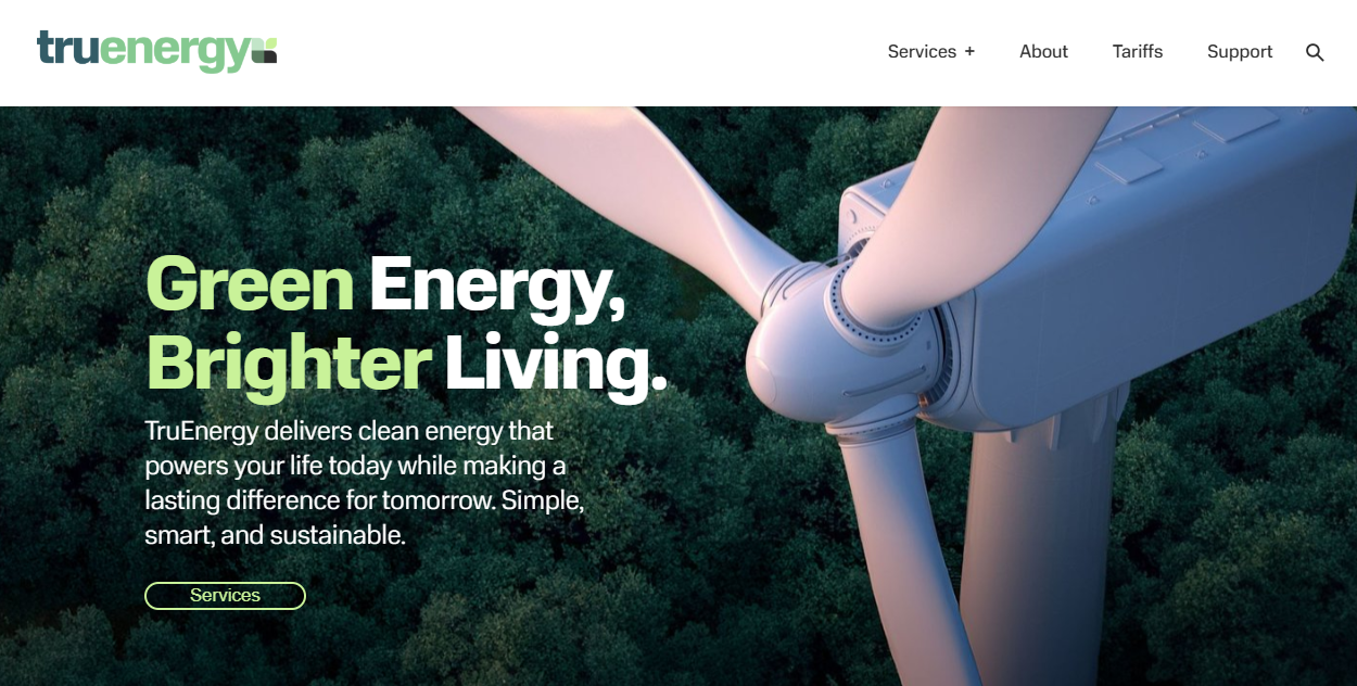 Tru Energy Ltd website homepage