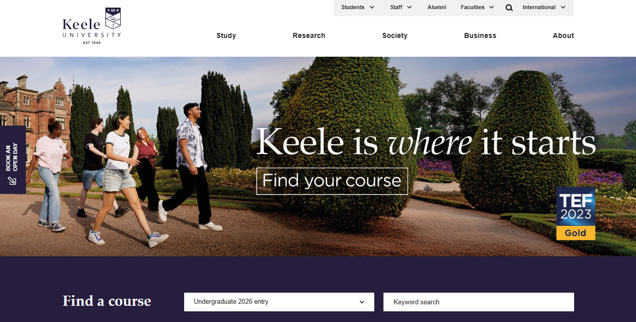 University Of Keele None website homepage
